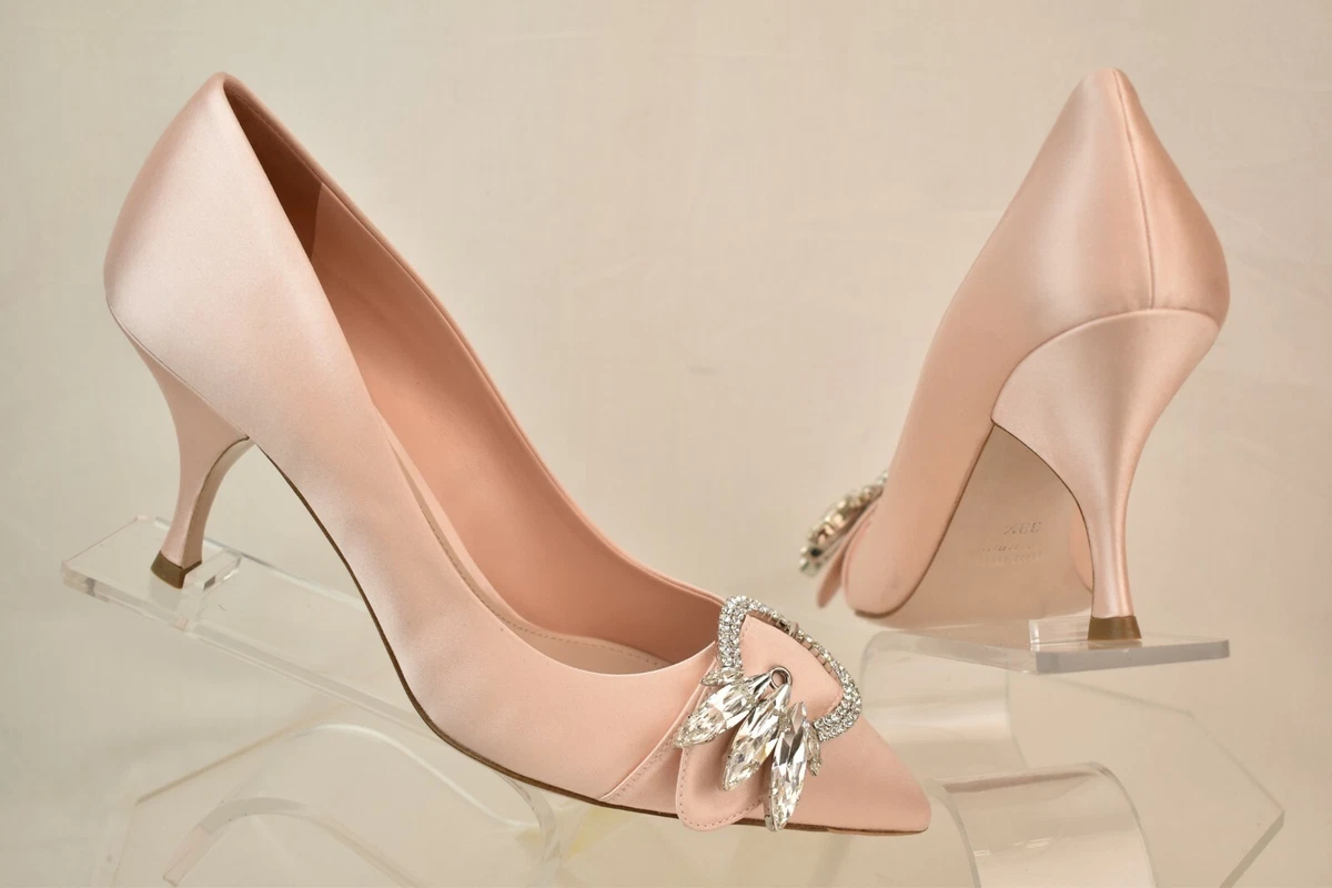 MIU MIU PRADA 5I355B LIGHT PINK SATIN JEWELED CRYSTALS BUCKLE
