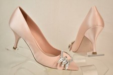 NIB MIU MIU PRADA LIGHT PINK SATIN JEWELED CRYSTALS BUCKLE WEDDING PUMPS 41