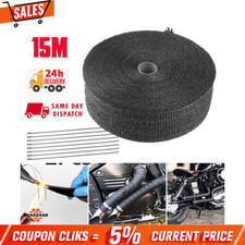15M Titanium Black Heat Wrap Tape Exhaust Insulating Downpipe Manifold With Ties