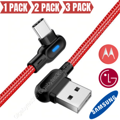 90Degree Right Angle USB-C to A Cable Charger Type C Cord 6ft For Samsung Galaxy