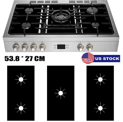 3Pcs Kitchen Gas Range Stove Top Burner Cover Protector Reusable Non-Stick Liner