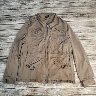 Express Size M Women Jacket Full Zip Military Solid Desert Brown