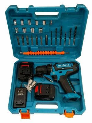 Gratis Bohrschrauber 2 Akku Lithium und Koffer mit 24 Zubehörteilen 18V 2 Ah 