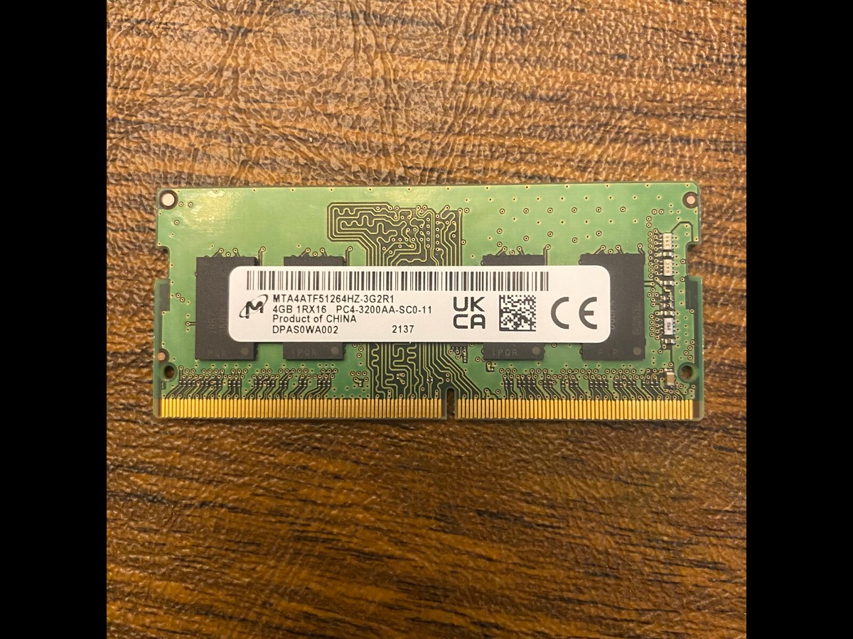 Micron 4GB 1RX16 DDR4 SODIMM PC4-3200AA-SC0-11 Laptop RAM memory