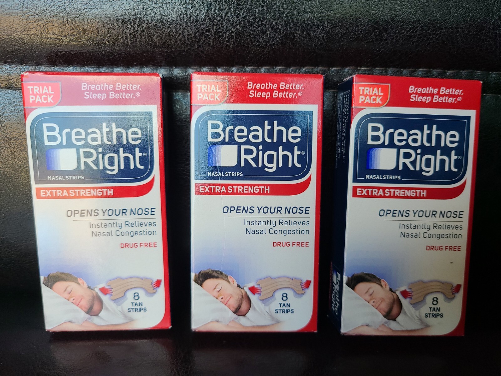Breathe Right Extra Strength Tan Nasal Strips 8 Strips (PACK OF 3) exp