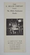 The Miller Company Platen Press CONTINUOUS FEEDER Vintage Brochure