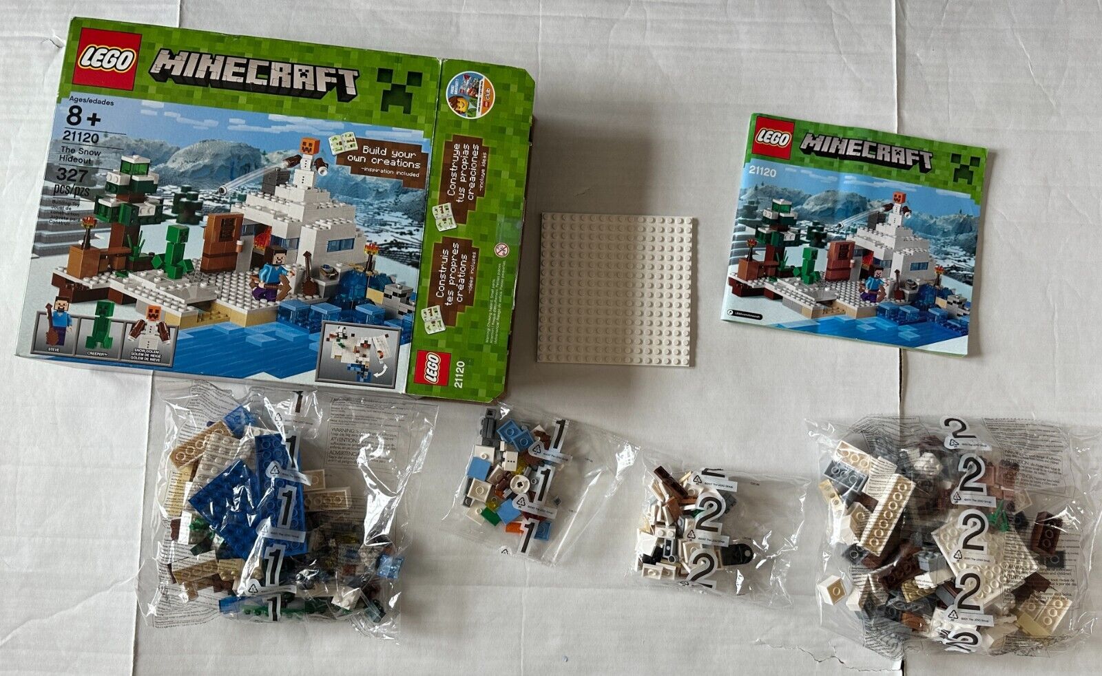 Lego Minecraft: Snow Hideout (21120) Open Box, Sealed Bags