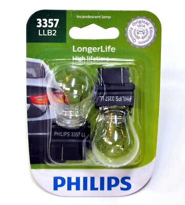 Philips LongerLife 3357 27/8W Two Bulbs Brake Stop Tail Parking Replace Stock