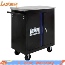 Multifunction Tool Cart with 2 Drawers and Wheels Black Storage Organizer