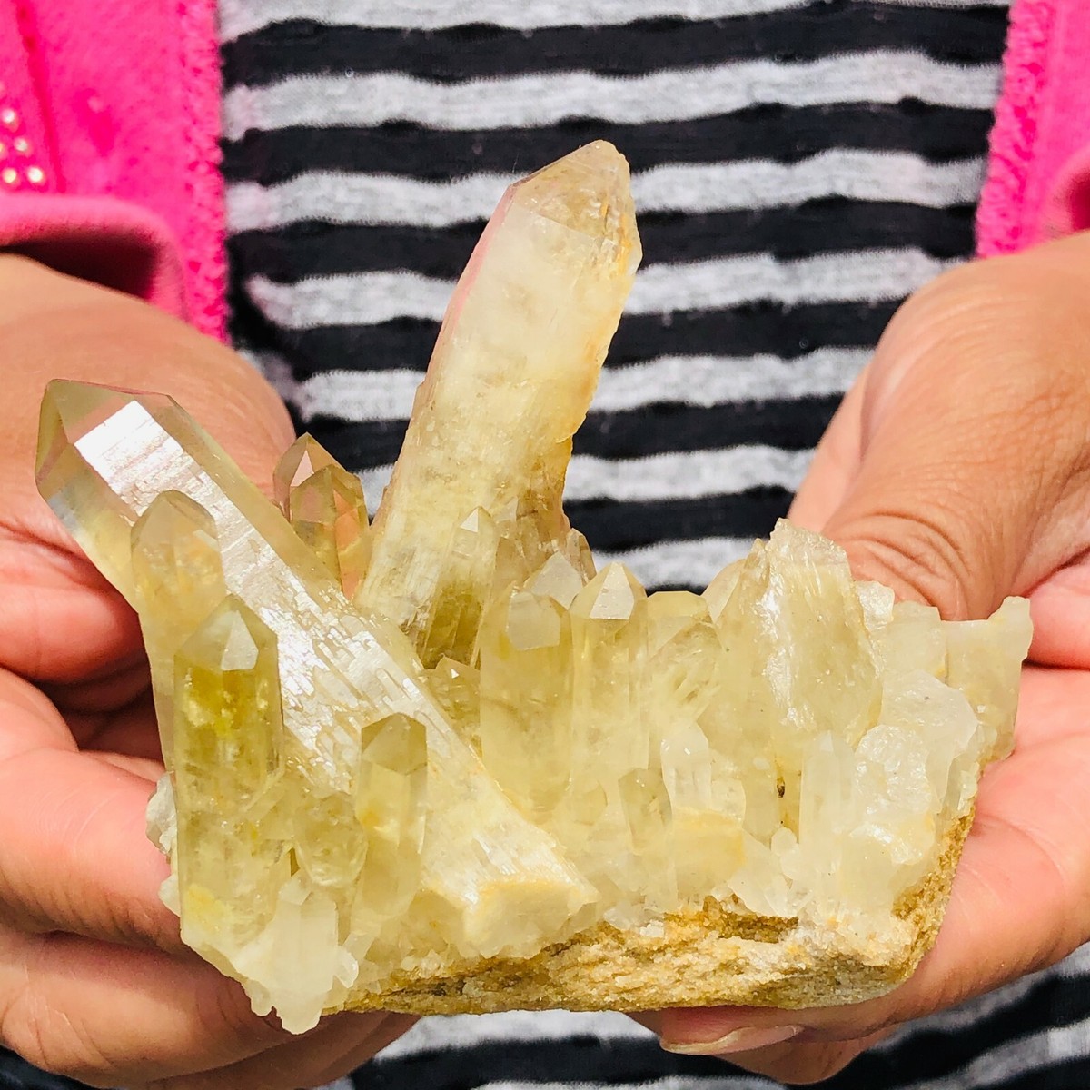 200g Natural Yellow Clear Quartz Crystal Cluster Rough Healing