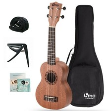 Soprano Ukulele Uma Carved Series Sun SS1 Mahogany wood Ukulele Beginner Kits