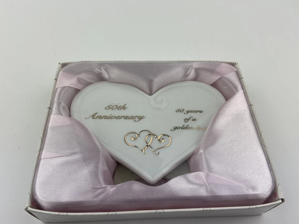 PORCELANA RUSS 50 ANIVERSARIO MENSAJE PLACA CORAZÓN Foto 3 de 4