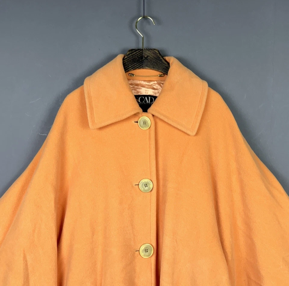 Vintage ESCADA by MARGARETHA LEY Orange Angora Wool Poncho Coat Size 38 - Image 4 of 4