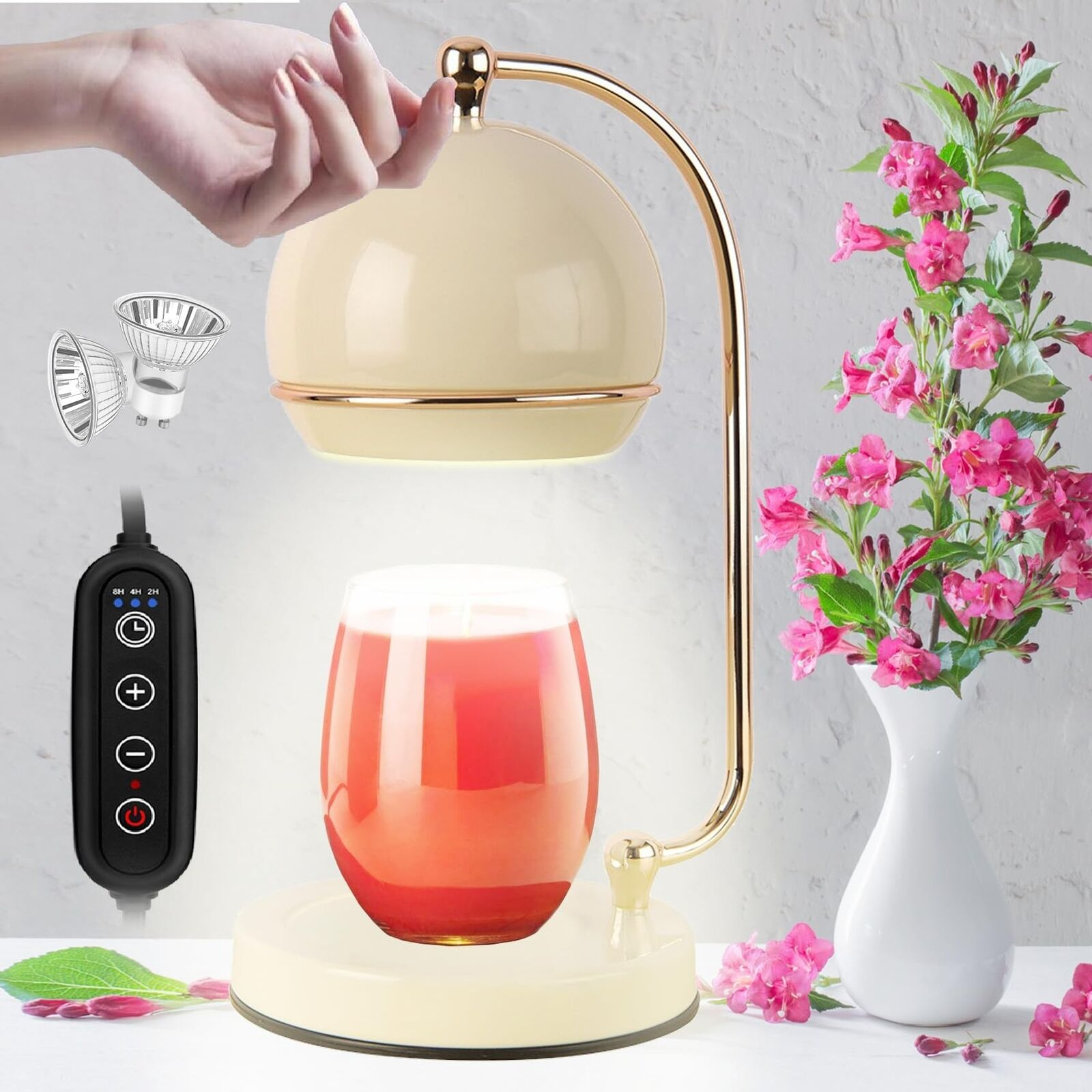 4-Level Dimmable Candle Warmer Lamp with Timer and Anti-Scaling Warm Lights-image