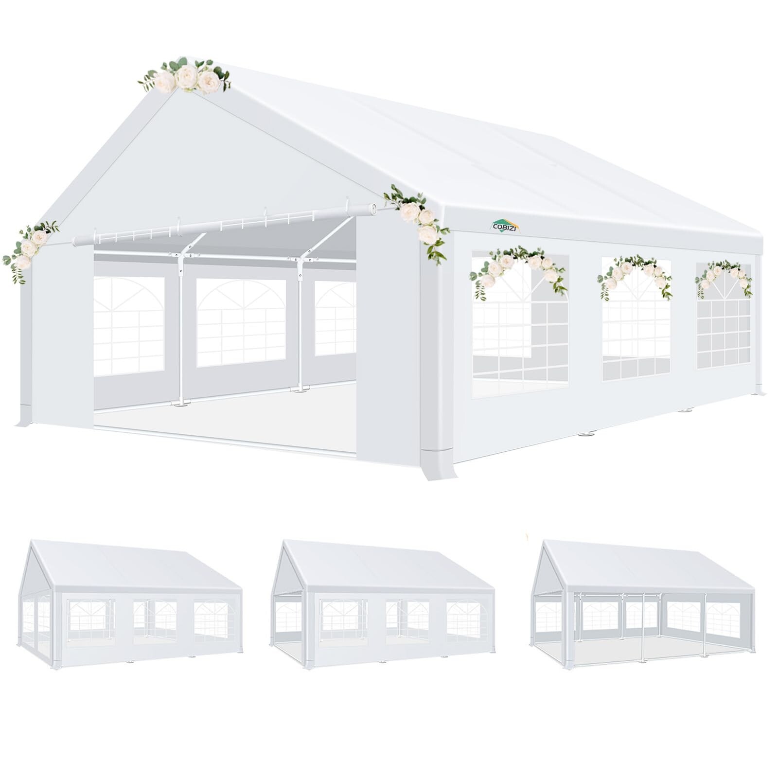 20'x20' Party Tent Canopy Heavy Duty Waterproof Carport with Removable Sidewalls