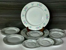 Set of 15 Pieces Prestige CHINA GARDEN  3 Dinner, 6 Bread Plates, 6 Saucers XLNT