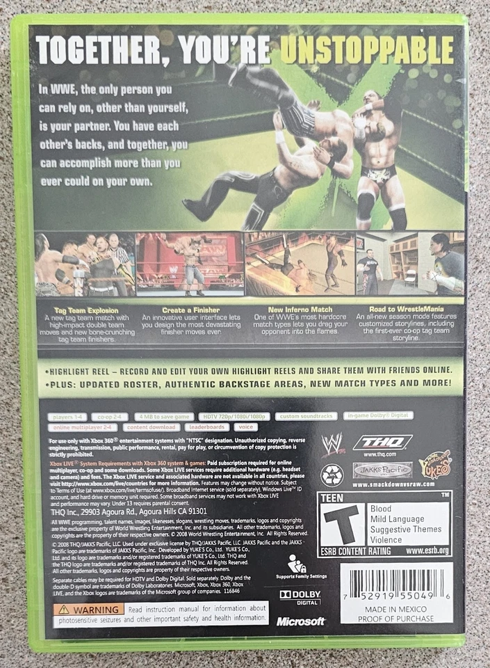 WWE Smackdown Vs Raw 2009 (Xbox 360, 2008) Complete With Manual CIB Wrestling - Image 3 of 4