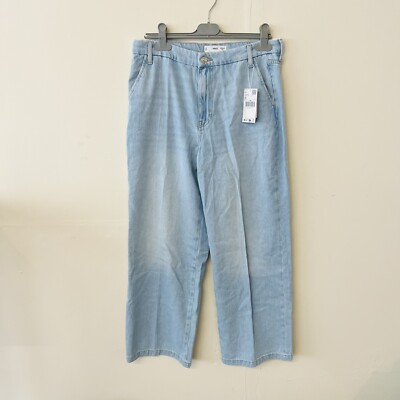 MNG Denim Mango Blue Jeans Straight Fit Mid Waist Regular UK 12 Neu mit Etikett