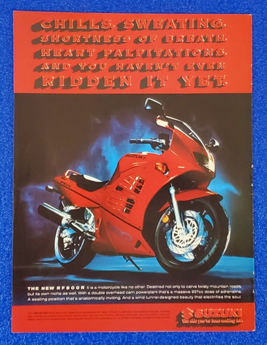 1994 SUZUKI RF900R MOTORCYCLE 937cc ENGINE ORIGINAL COLOR PRINT AD SHIPS FREE