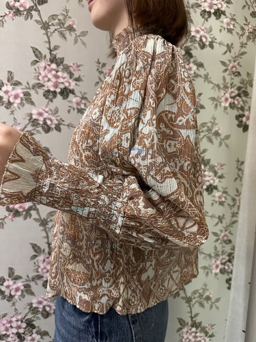 ULLA JOHNSON HILDA transparente Chiffon Lurex Bohemian Bluse 100 % Viskose Gr. 6 - Bild 8 von 13