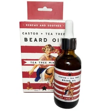 Castor & Tea Tree Beard Oil 2 fl oz Renews & Soothes Clean And Clear Beauty  NWB
