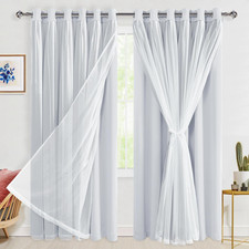 Hiasan Blackout Curtains Sheer Overlay Thermal Insulated Privacy Mix Match