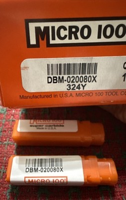 (2) MICRO 100 SOLID CARBIDE BORING BAR .51mm MIN  x 1.9mm MAX BORE DBM-020080x