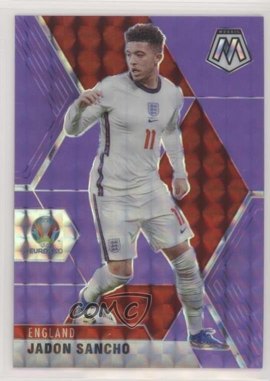 2021 Mosaic UEFA Euro 2020 Fluorescent Purple Prizm 49/70 Jadon Sancho #110 0m4q