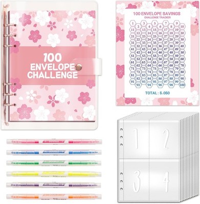 100 Envelope Saving Challenge mit 6pcsTextmarkermit mit zwei