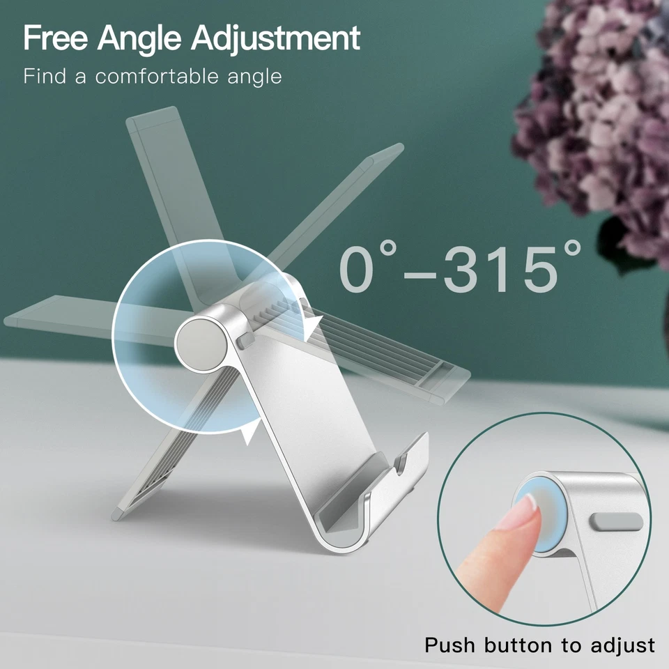 Soporte para Tableta JETech, Soporte de Escritorio Portátil Ajustable, Plateado Foto 3 de 4