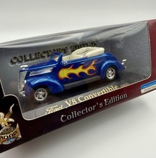Ford 1937 Hot Rod V8 Convertible Car BLUE 1:43 Yat Ming 94243A Diecast Model