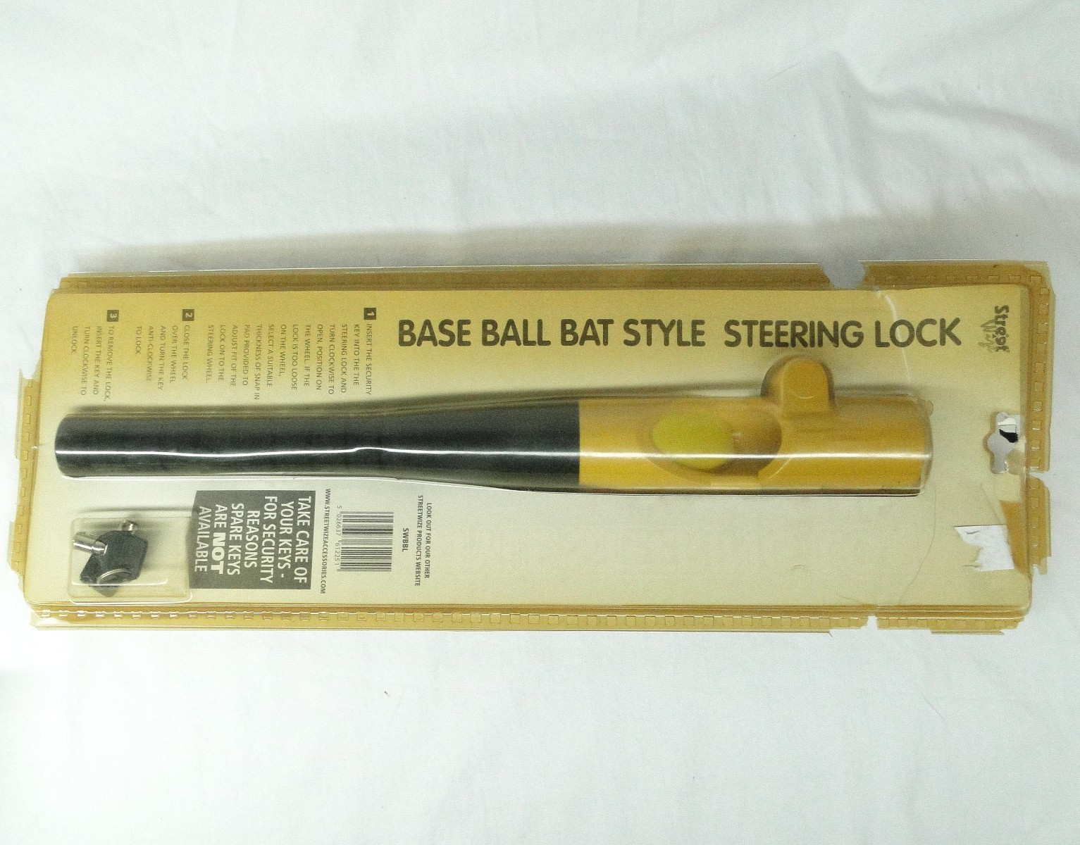 Sreetwise car and Small Van Baseball Bat Style Steering Wheel Lock with 2 Keys