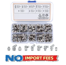 YOUYIDUN - 60Pcs Metric Grease Fittings Kit,Straight and Angled Grease Zerk Kit,