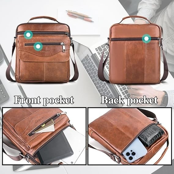 Bolso De Hombro Cuero Para Hombre Carteras Piel Pecho Mochila Viaje Bandolera US