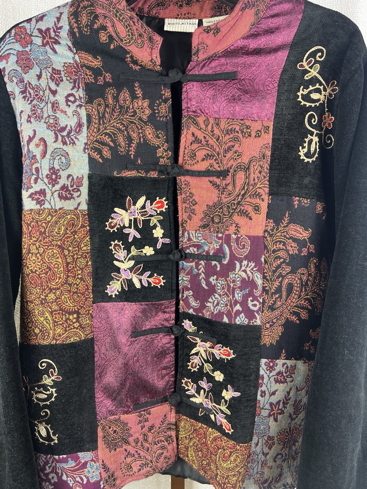 Vintage White Stag Chenille Patchwork Jacket Sz 1… - image 2