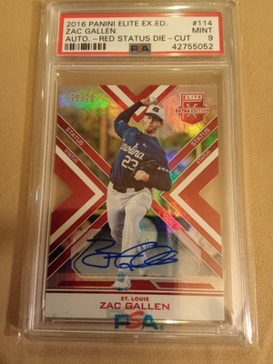 2016 Panini Elite Extra Zac Gallen #75/75 RED DIE-CUT AUTOGRAPH #114Graded PSA 9