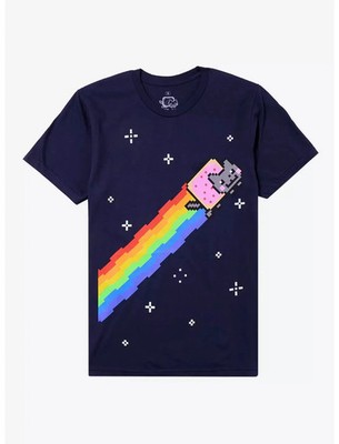 8-Bit Rainbow Cat Meme T-Shirt, Retro Pixel Graphic Tee