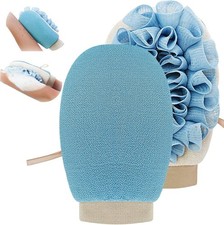 Loofah Exfoliating Mitt, 2-in-1 Dual-Sided Body Scrubber, Dead Skin Remover