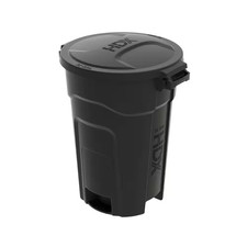 32 Gal. Black Heavy Duty Outdoor Trash Can with Domed Lid