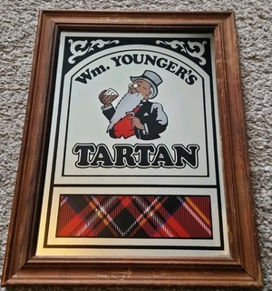 Vintage Wm.Youngers Tartan Ale Advertising Mirror Breweriana For Home Bar Etc