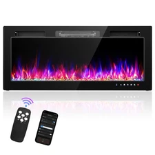 42 Inch Wall Mount Smart Electric Fireplace with Remote Control & WiFi 1500W