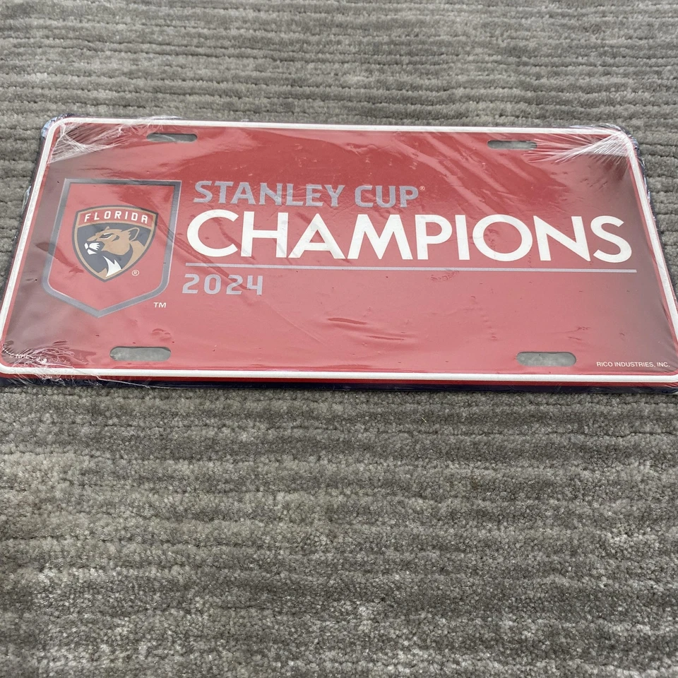 Etiqueta de matrícula de los Florida Panthers de metal 2024 NHL Hockey Stanley Cup Champions Foto 2 de 4