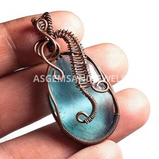 Handmade Copper Wire Wrapped Pendant: Boho Glass Stone Necklace