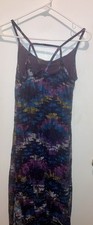 Women's Multicolor Abstract V-Neck Strappy Maxi Slip Dress Stretch M