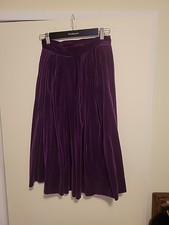 Vintage Handmade 70s Violet Velvet Pleated Skirt 26