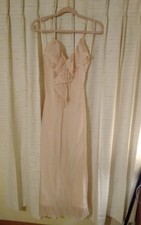 Zara Ruffle Front Crinkle Slip Dress Small Nude NWT