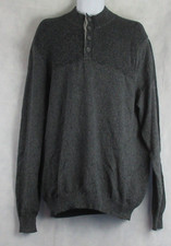 Club Room Men's Ribbed Four-Button Pullover Sweater, Dark Lead Gray, XL