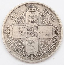 1856 Great Britain Gothic Florin silver coin circulated