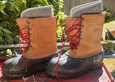 L.L.Bean Men s Duck Boots Size 10 Brown/Black Leather Upper Rubber Lace-Up