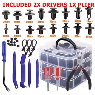 655 PCS Car Retainer Auto Fasteners Push Trim Plastic Clips Pin Rivet Bumper Kit